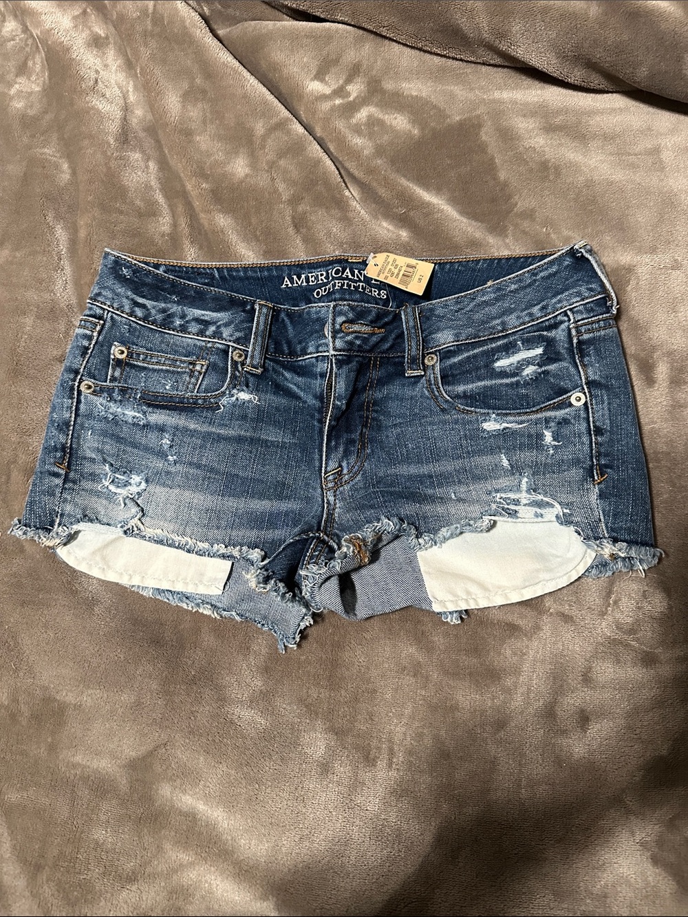 American Eagle Outfitters Distressed Dark Blue Denim Cutoff Shorts